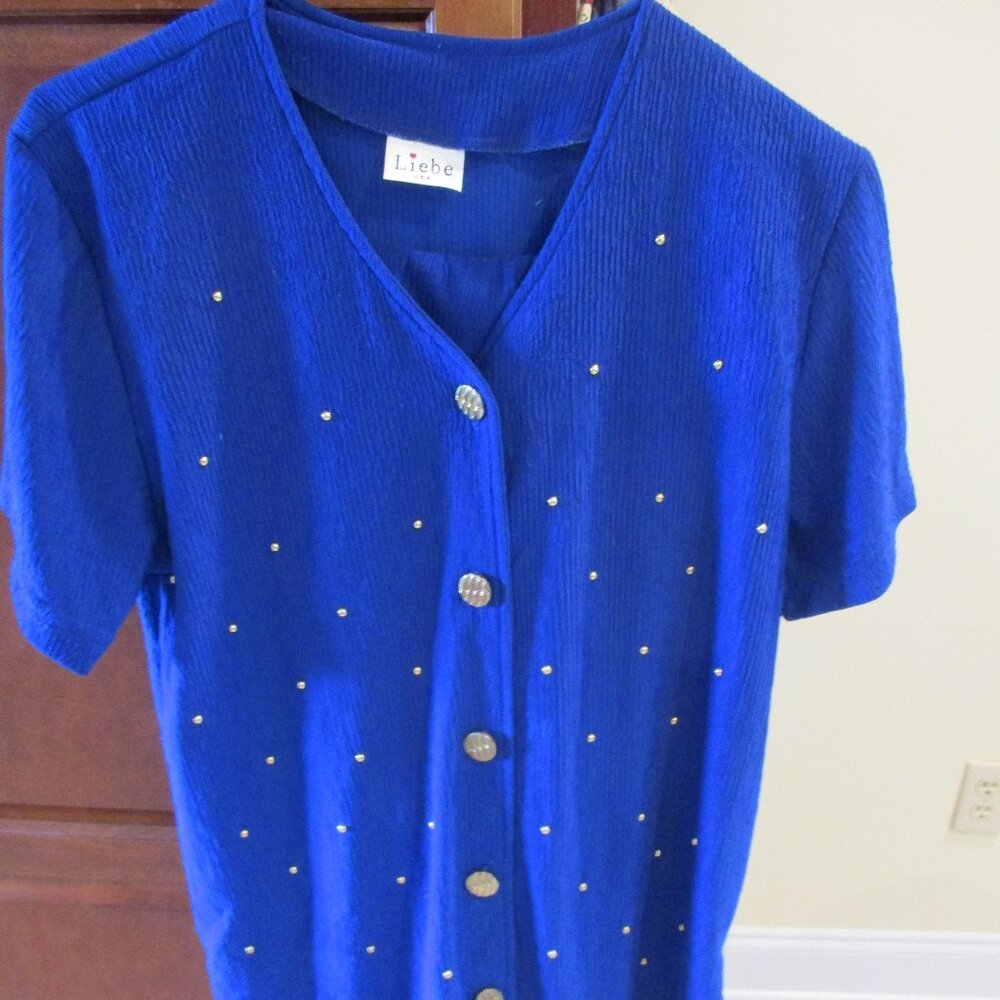 Women's Royal Blue Short Sleeve Pantsuit Size Medium